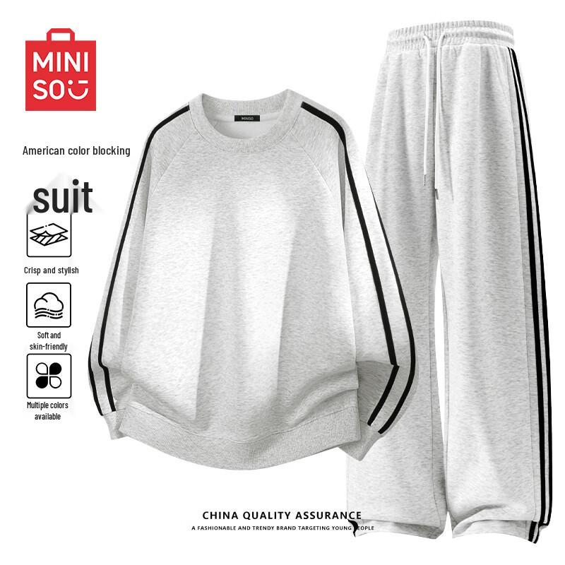 MINISO Men s Heavyweight Round Neck Sweatshirt & Casual Pants Set 2XL