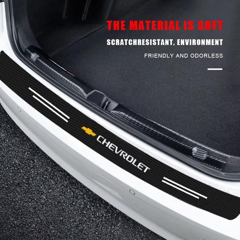 Carbon Fiber Car Rear Bumper Trunk Guard Protected Sticker For Chevrolet Cavalier Onix Aveo Silverado Chevy Tahoe Malibu Captiva