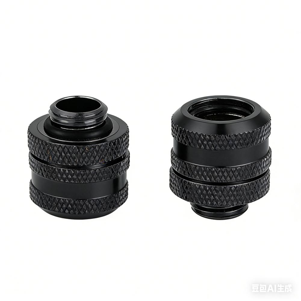 2PCS Quick Tightening G1/4 Compression Fitting OD 14MM Silver/Black Extender Connector Hard Tube Fitting Computer Water Cooling