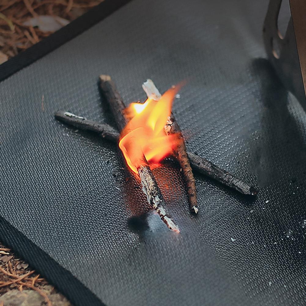 Patio Protective Mats Heat Insulation Grill Mat Blanket Easy To Clean High Temperature for Outdoor Camping for Ground Deck Lawn