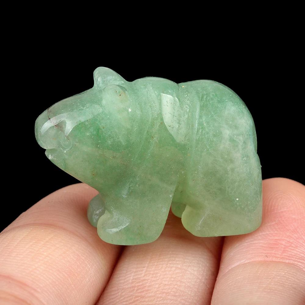 Natural Stone Bear Natural Jade Gemstone Animal Carving Charm Polar Bear Gemstone Crystal Bear Figurine Animal Statue Carving