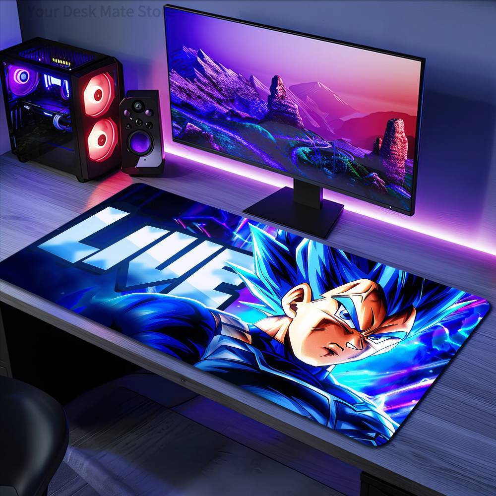 Large Desk Mat Keyboard Ergonomic Dragon Ball Anime Vegeta Mousepad Office Rubber PC Non-slip Anti-fray Home Custom Game