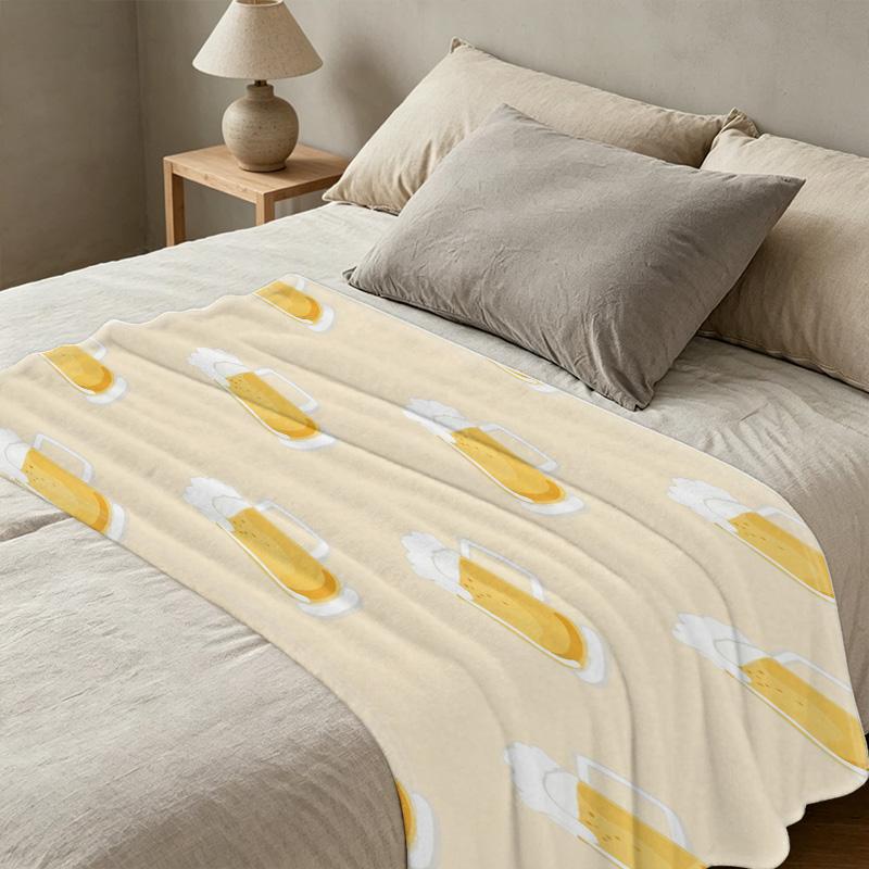 Beer Series Flannel Blanket – High-Density Soft Plush, Cozy Skin-Friendly Throw for Halloween & Christmas, Home Relaxation & Fun Decor