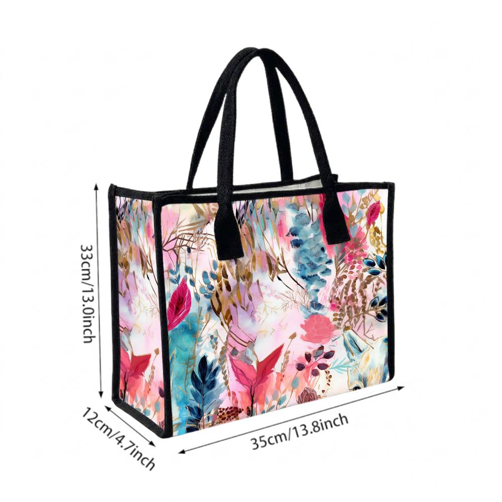 Floral Printed Tote Bag Fashion Casual Large Capacity Handbag for Daily Use