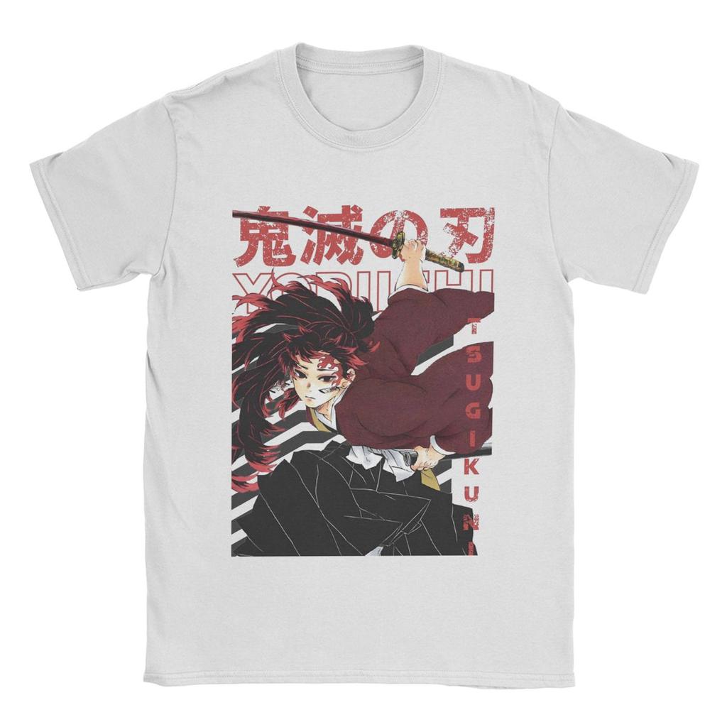 Yoriichi Tsugikuni Demon Slayer T-skjorte Herre Ren Bomull T-skjorter Rund Hals T-skjorte Kort Ermet Klær Klassisk