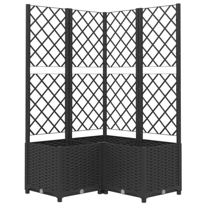VidaXL Planter with Trellis Black 80x80x136 Cm PP