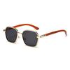 High-End Sunglasses, Women'S Imitation Wood Grain Legs, Sunglasses, Fashion Crowe Metal Han Ins