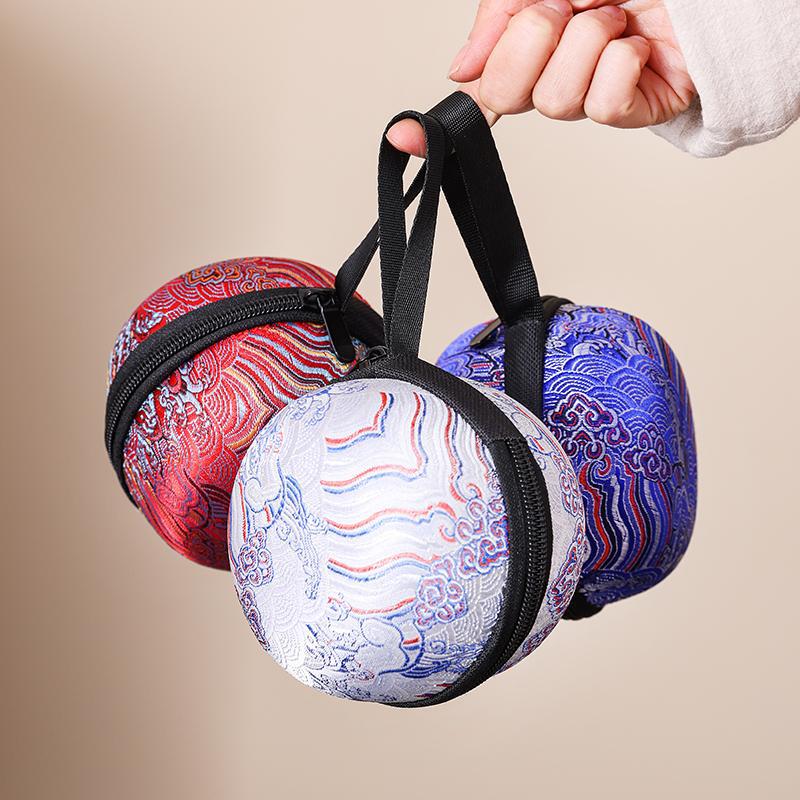 Stickerei Brokat Kleine Teetasse Tasche Chinesischer Stil Vintage Meister Teetasse Beutel Tragbar Reise Teezeremonie Zubehör