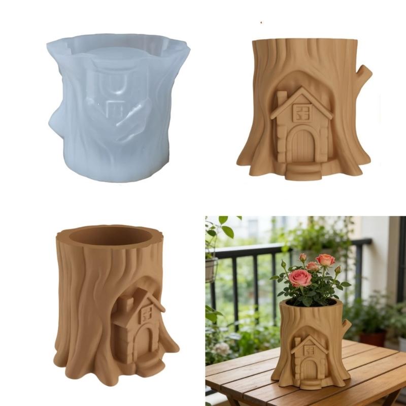 Flexible Tree Stump Cottage Mould For Concrete Planters And Decorative Box