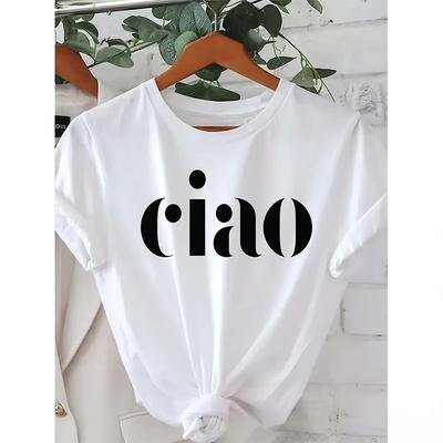 Ciao Letter Print T-shirt Summer Printing T Shirts Female Blouse Harajuku Girls Clothing Y2k Streetwear Tees Kawaii Clothes