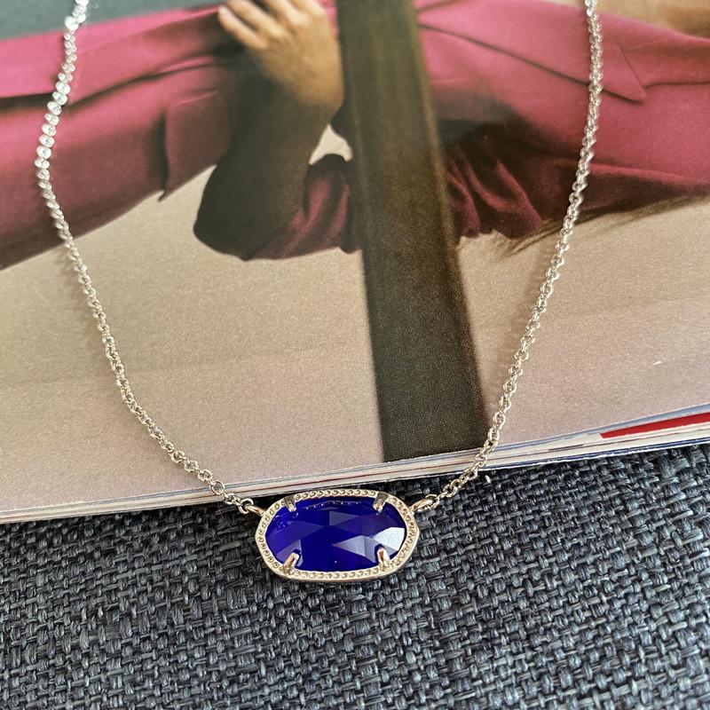 

Blue Cat s Eye Stone Oval Necklace for Women