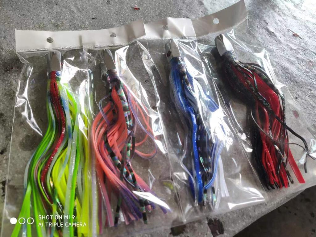 Soft Plastic Octopus Squid Skirt Lures Freshwater Saltwater Marlin Bait Resin Jet Head Soft Fishing Lures Made of Rubber