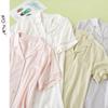 Mi Xi Cat, Summer Nightdress Woman, Solid Color Big Pocket Warp Thread, Satin Lapel Short-sleeved Skirt, Casual Home T