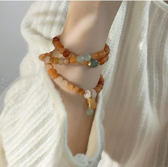 

Браслет из натурального камня Тыква ледяного апельсина в несколько слоев - Литературный свежий стиль для девушек