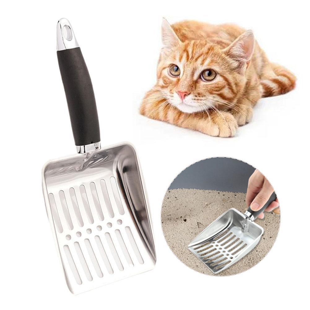 Steel Shovel Cat Litter Scoop Dog Cat Clean Feces Supplies Long Handle Metal Scoop Deep Shovel Pet Cleanning Tools
