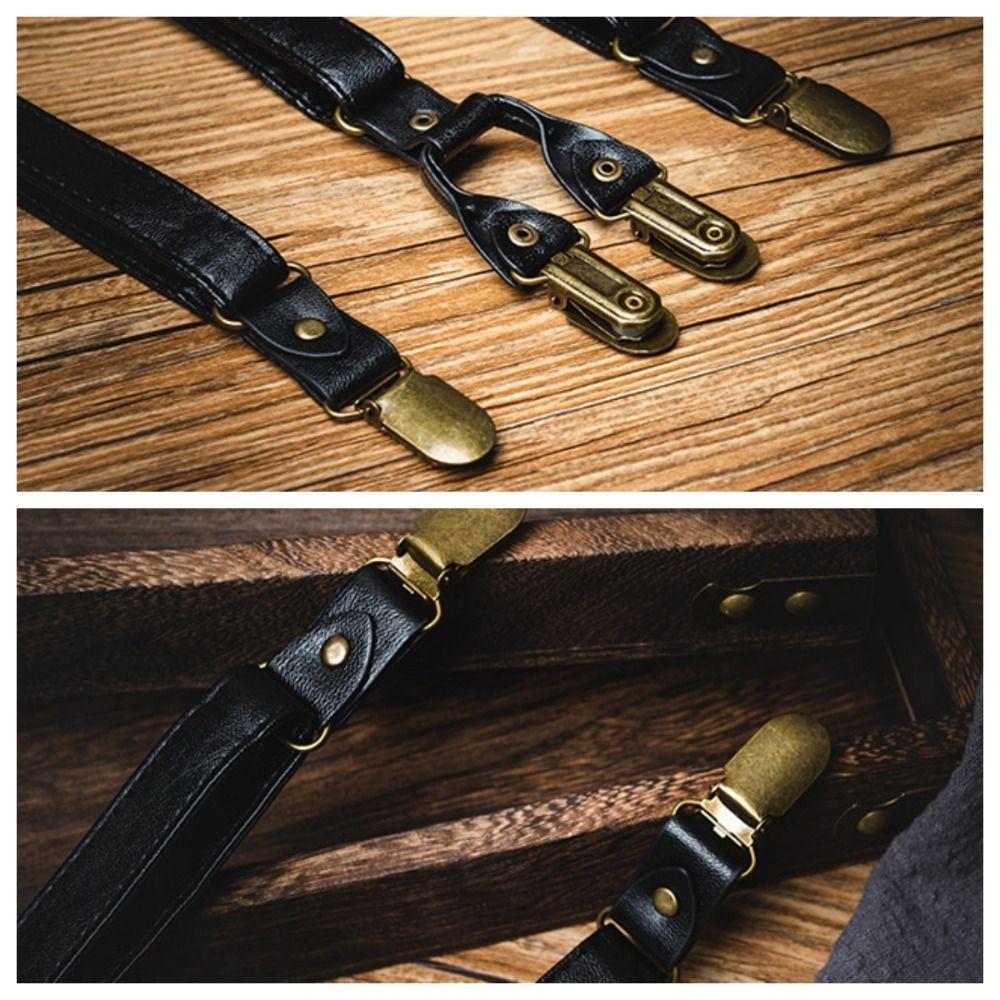 Tirantes Marrones para Hombre Clip de Tirante Retro Tirantes Simples de Cuero Negocios