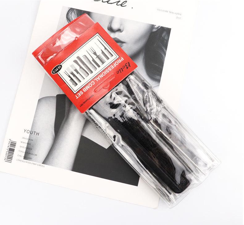 10-Piece Professional Hairdressing Comb Set - Barber & Salon Styling Comb Kit