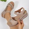 Fashion Women's Sandals 2025Summer New Wedge Sandals Outdoor Open Toe Beach Shoes Fashion Leisure Sports Sandals Women's Roman Sandalias