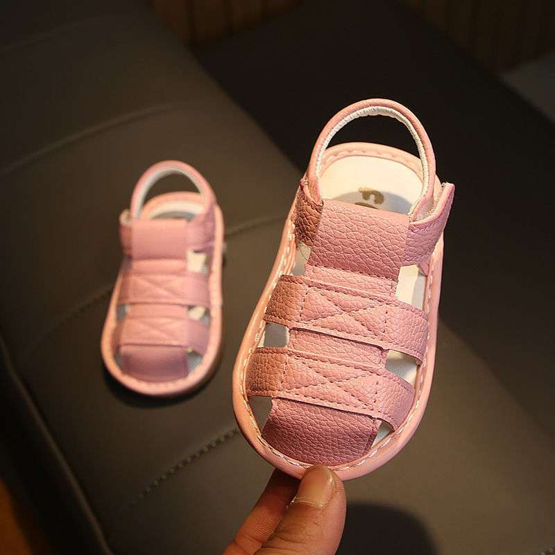 Summer baby sandals baby toddler shoes 0-1-2 years old men and women non-slip soft-soled princess shoes bag head called shoes