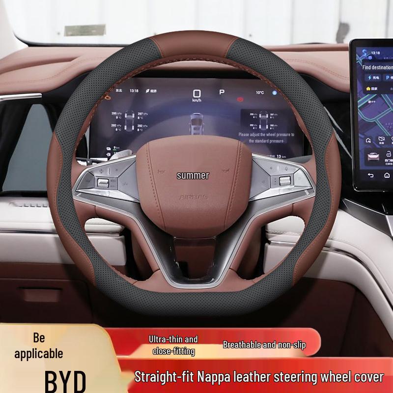 BYD Xia Steering Wheel Cover: 25 Models, Anti-Slip, Odor-Free, Hand-Sewn Leather Interior Upgrade