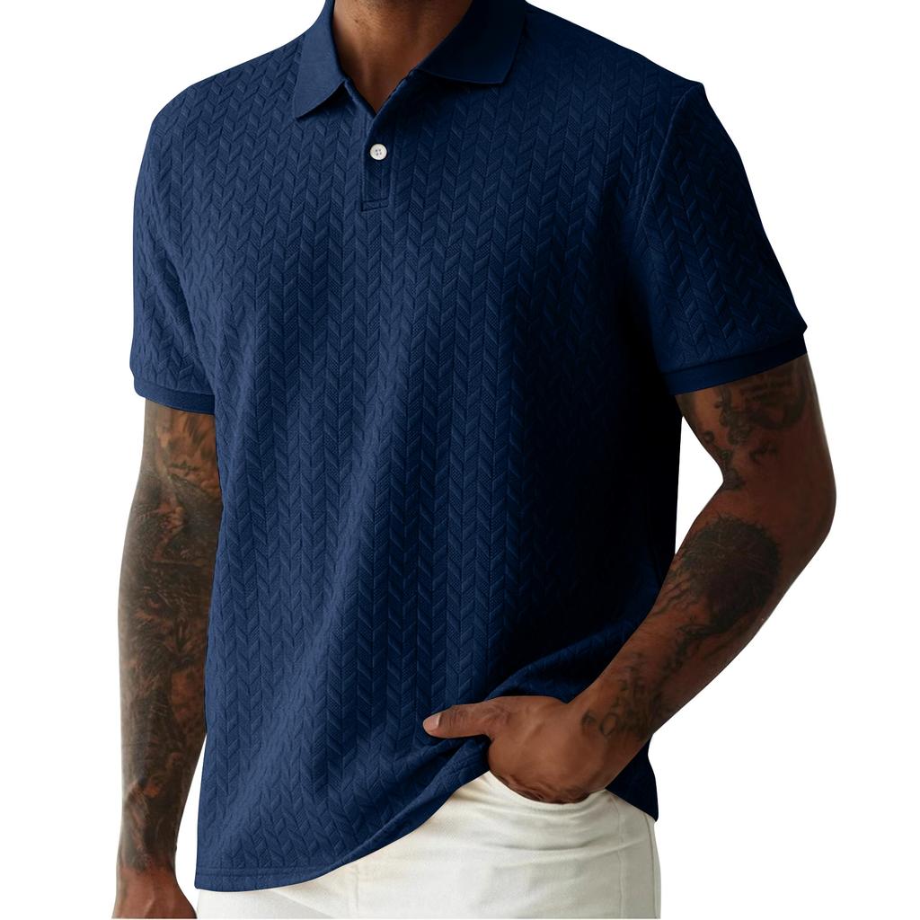 Men's Solid Color Botton Short Sleeve Top Men's Casual Fashion Shirt