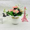 Chrysanthemum Sunflower Square Pot Faux Potted Plant For Living Room Tabletop