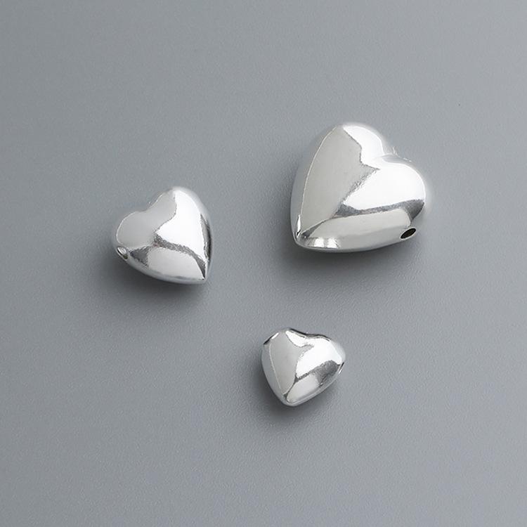 S925 Sterling Silver Heart Spacer Beads for DIY Bracelets & Necklaces