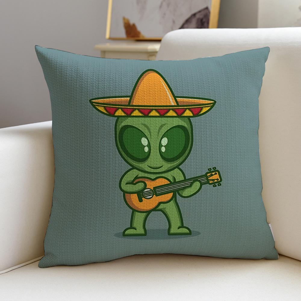 Funny SSilly Alien Cushion Cover Pcs Soft Decorative Square Cushion Covers X X Pillowcases for Sofa Couch Home Bedroom