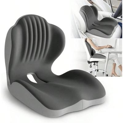 Ergonomisk Sædepude af Memoryskum, Sædepude med Integreret Lændestøtte, Antiskrid Memoryskum med L-formet Integreret Design
