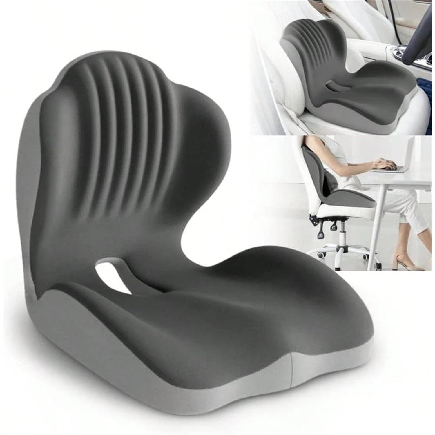 Ergonomic Memory Foam Seat Cushion, Seat Cushion with Integrated Lumbar Back Support, Anti Slip Memory Foam with L-Shaped Integrated Design