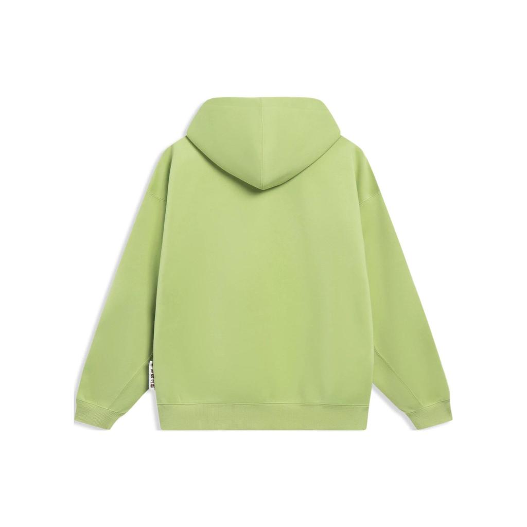 Li Ning Badfive Letter Pattern Printed Loose Pullover Hoodie Unisex Hoodies Fresh-Moss-Green AWDT093-5