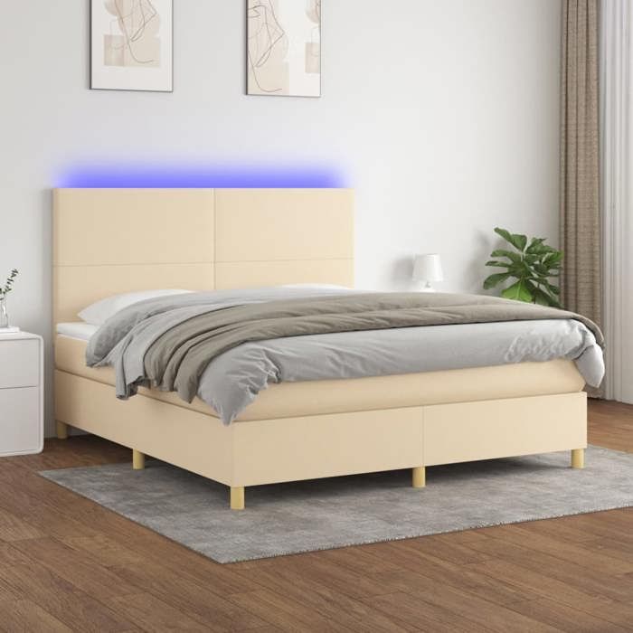 VidaXL Sommier à Lattes de Lit avec Matelas et LED, Lit Rembourré, Lit Double, Lit Adulte de Chambre à Coucher Intérieur, 3135290