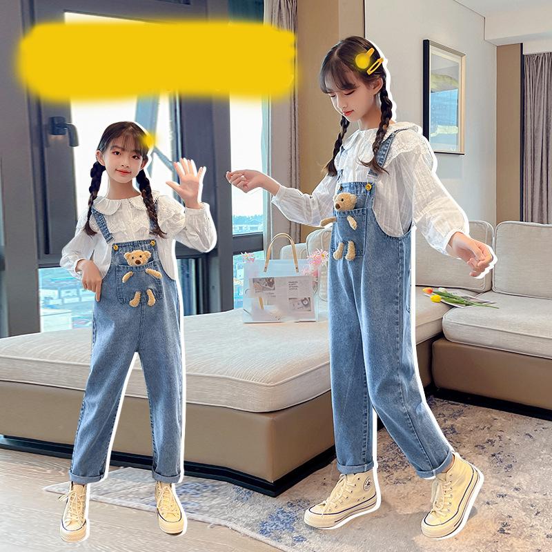 

Girls Autumn Overalls Korean Version Stylish Children s Leisure 110cm синій