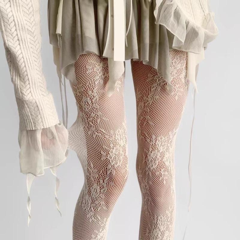 Chic Tattoo Lace Fishnet Stockings - Sexy Mesh Tights for Nightclubs