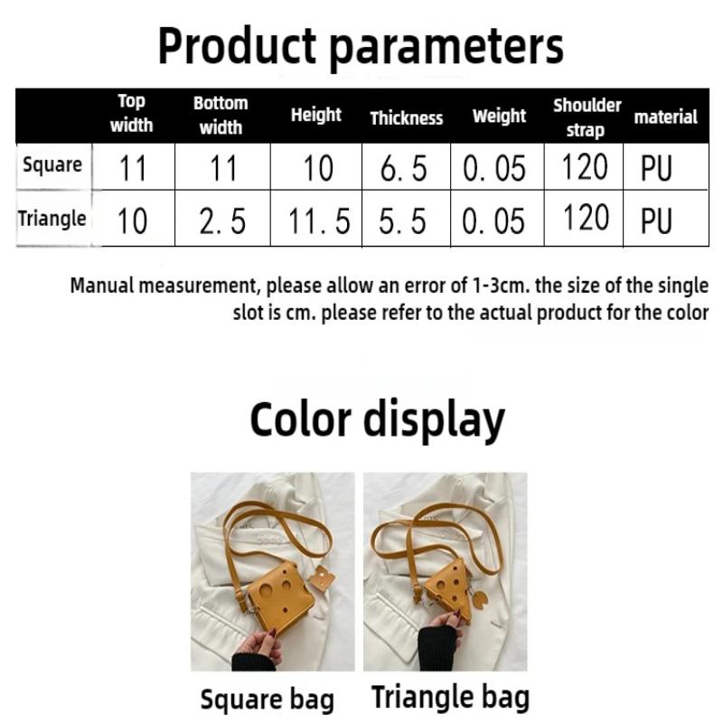 Women'S Triangle And Square Cheese Shaped Mini Pu Leather Bags Cute Earphone Lipstick Purses Handbags Crossbody Shoulder Bag