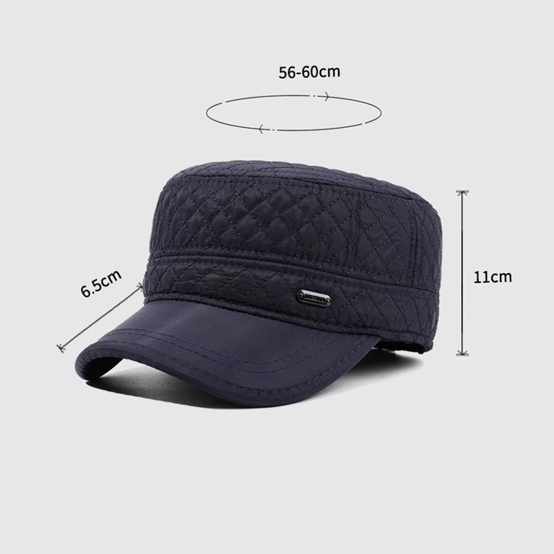 Velvet Thick Rhombus Baseball Cap Middle-Aged Men's Autumn Winter Warm Ear Protection Flat Cap Outdoor Cap
