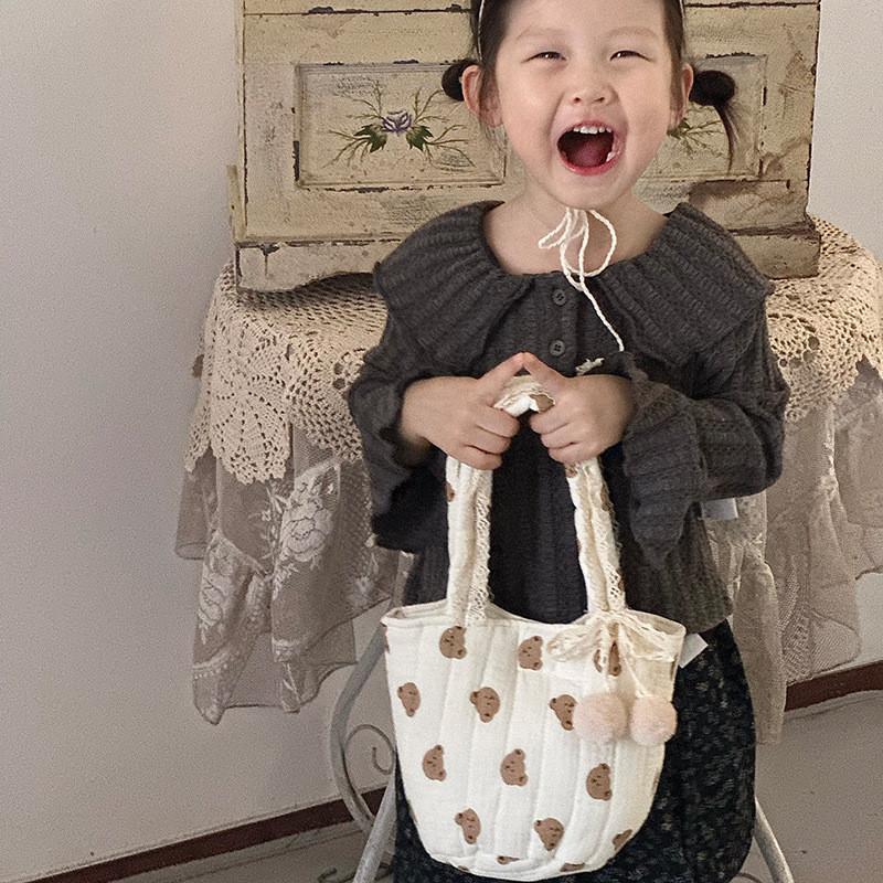 Bear Kids Baby Shoulder Bag Cute Cotton Cartoon Water Bucket Bag Outdoor Handbag