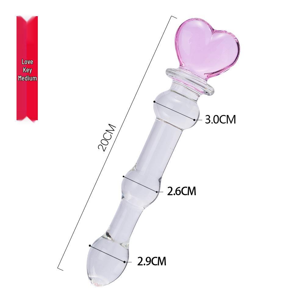 Heart Secret Key Glass Massage Wand - Female Anal & Vaginal Masturbation Device