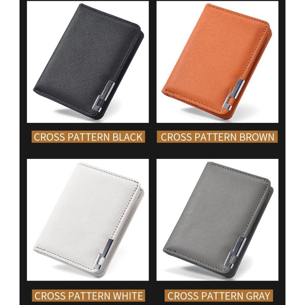 New PU Leather Retro Men's Wallet Two-Fold Orange Black Grey White Multiple Pockets Ultra Thin Coin Purse Men Women