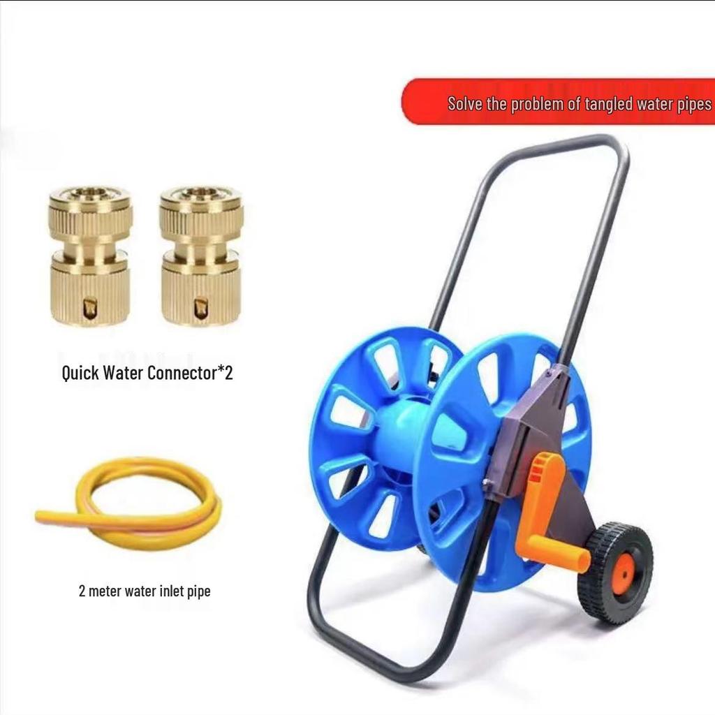 Garden Hose Cart Reel & Storage Rack Set for Household & Car Wash Use