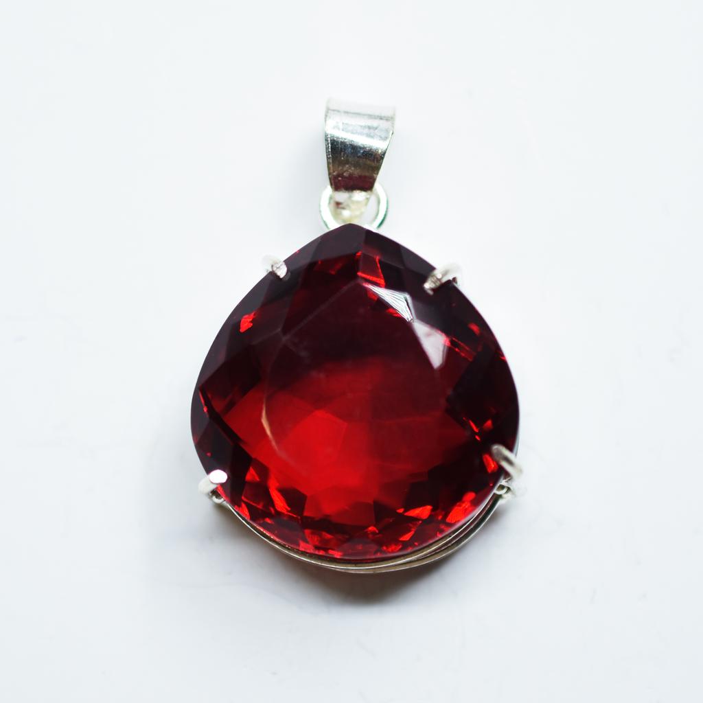 Natural Brazilian Red Topaz 925 Sterling Silver Pendant 74 Ct Verified Gems My-372-k