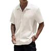 Herren Businesshemd Herren Einfarbiges Hemd Herren Sommer Button-Down Strickjacke mit Umlegekragen Kurze Ärmel Locker