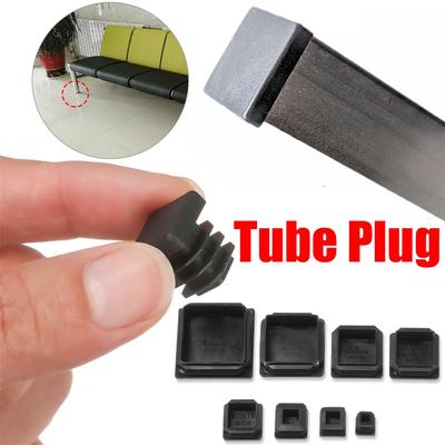 10pc Black Plastic Steel Square Pipe Plug Furniture Accessory Leg Plug Anti Slip Feet Protector Pad Plastic Square Tube Cap Plug