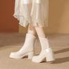 Autumn and Winter New Small Short Boots Women's Thick Heel Thin Boots Round Head Super Soft Thick Sole White Short Boots Tide