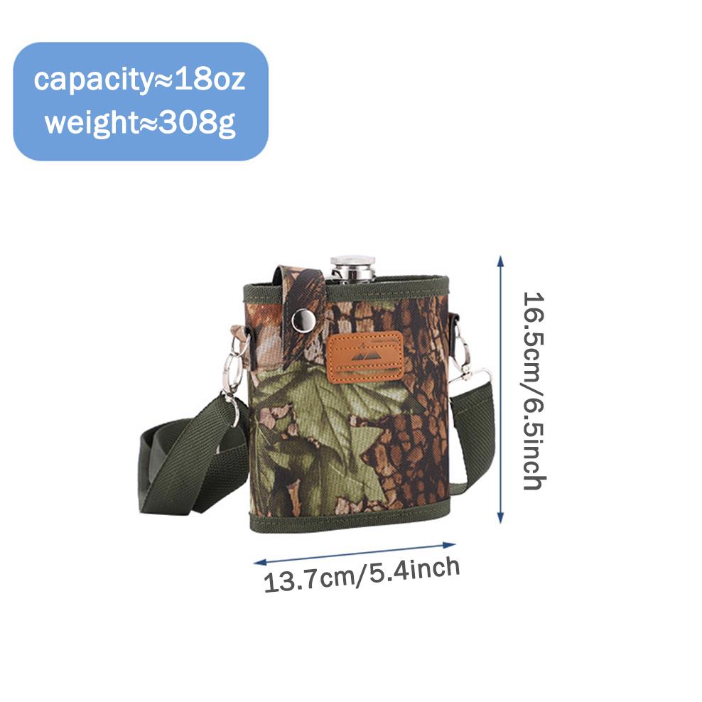 

New stainless steel hip flask, Portable wine jug for outdoor travel, Flat flagon with cloth cover, Men s gift wine set