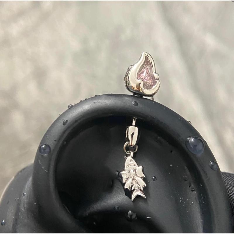 1ks Elegantní náušnice ve tvaru kočičího ucha, přívěsek srdce s křížkem ze zirkonu, piercing do ucha (helix) pro ženy