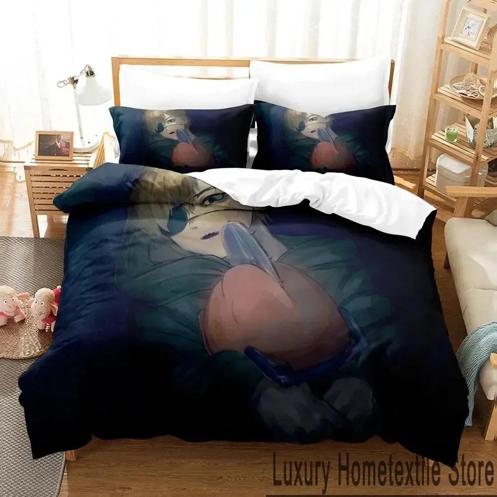 Anime Pochita Chainsaw Man Bedding Set Boys Girls Twin Queen King Size Duvet Cover Pillowcase Bed Boys Adult Home Textileextile
