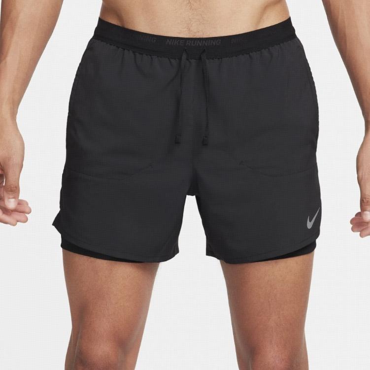 Nike Solid Mid-Waist Elastic Sports Casual Shorts Men Bottoms Black FN2992-010