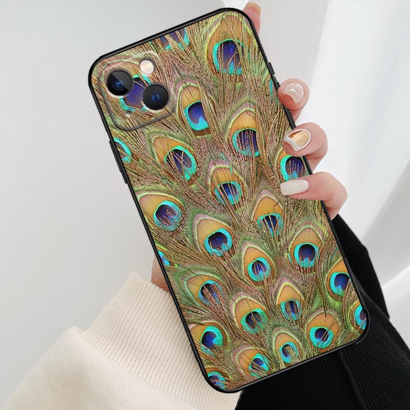 Vogel Pfauenfeder Handyhülle Für iPhone 13 14 15 16 Pro Max 11 12 XS XR X Plus Stoßfester Bumper Weiche Hülle