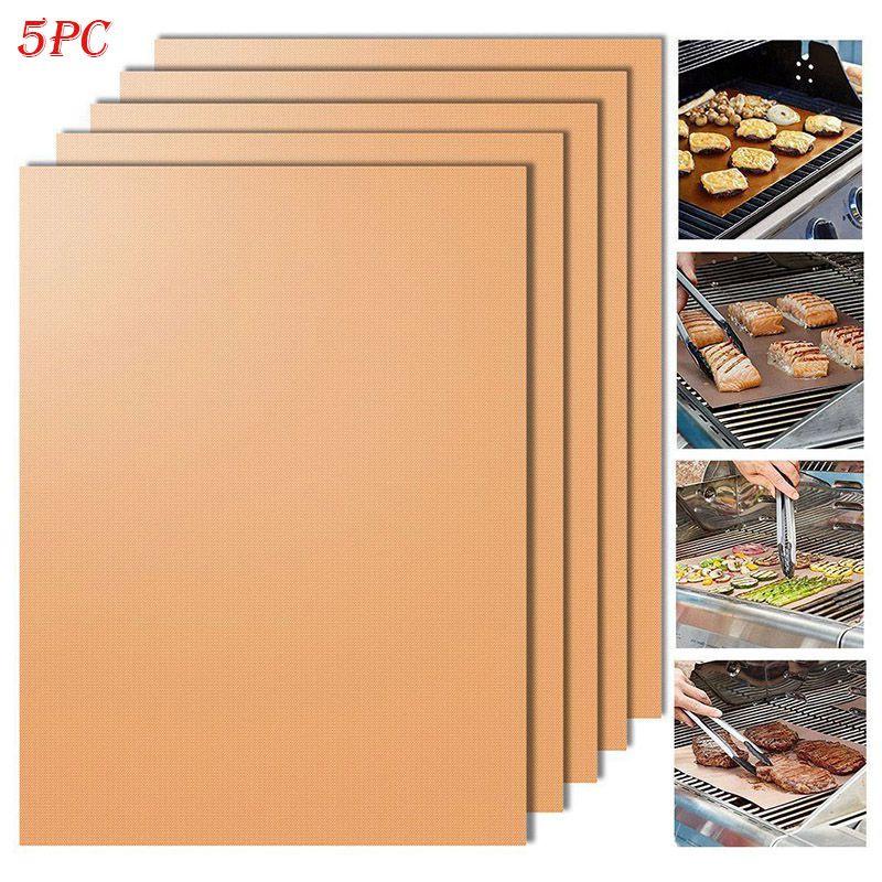 

5pc High Quality Copper Bbq Grill Mat Set For Efficient And Healthy Cooking 5pc